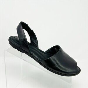 BORN Trang Womens Slingback Sandals Black Open Toe Comfort Flat Shoes Size 7